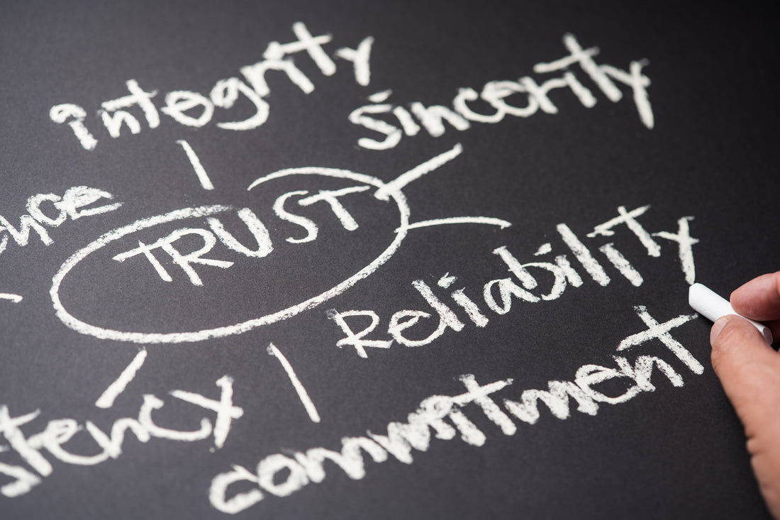 A picture with the word trust in the middle of a circle surrounded by the words integrity, sincerity, reliability, consistency, and commitment
